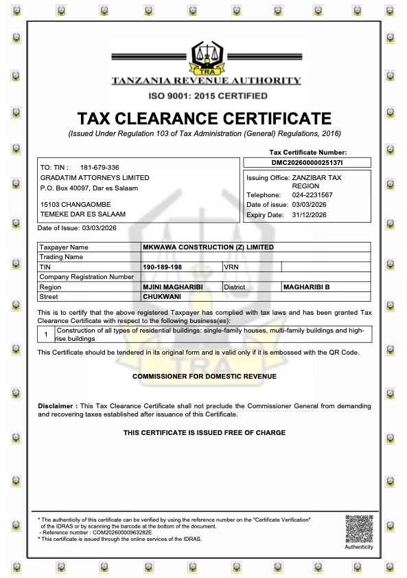 Tax Clearance Certificate
